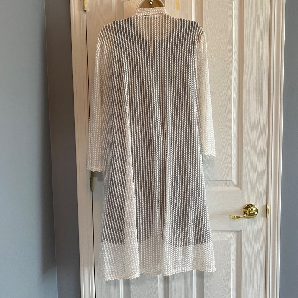 BUY 2 ITEMS & GET 1 FREE: Moccine White Semi Sheer Long Cardigan Sz L - Picture 6 of 9